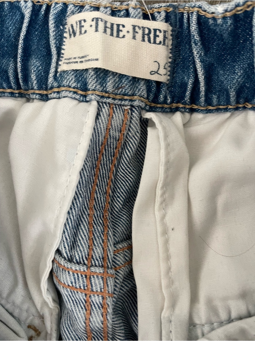 Free People We The Free Marx Slouchy Cargo Jeans 25 Tan Blue 2 Pair Bundle - Picture 6 of 8